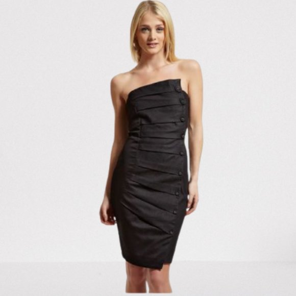 Eva Franco Dresses & Skirts - NWT Eva Franco Koko Button Pintuck Strapless Dress, Black 8